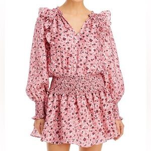 Ramy Brook Penelope Floral Pink Ruffled Dress